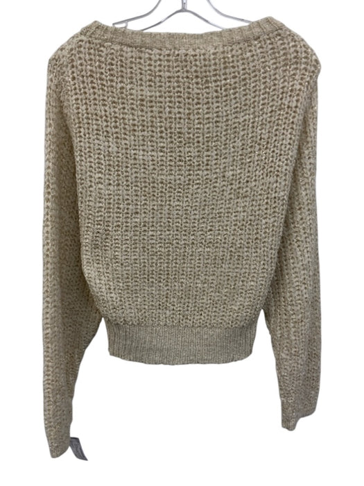 Ramy Brook Size L Cream & Gold Acrylic Blend Chunky Knit Sweater Cream & Gold / L