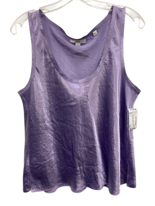 Vince Size L Purple Acetate Satin Scoop Neck Sleeveless Top Purple / L