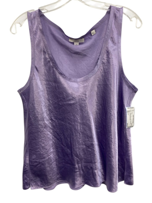 Vince Size L Purple Acetate Satin Scoop Neck Sleeveless Top Purple / L