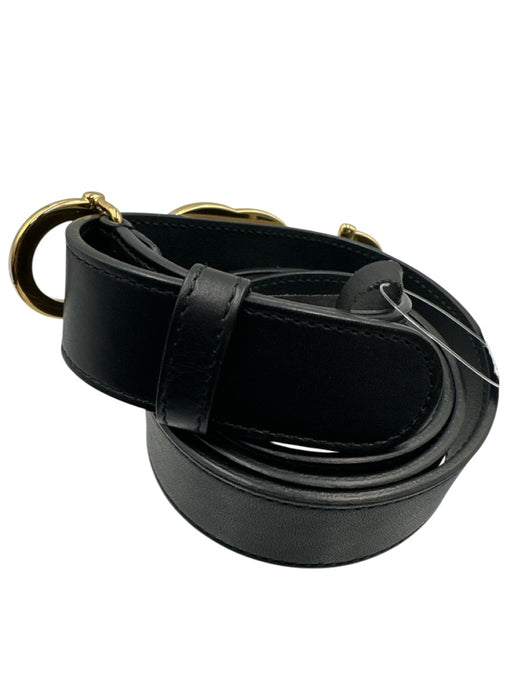 Gucci Black Leather Gold Tone Hardware GG Horsebit Peg Buckle Belts Black / 38