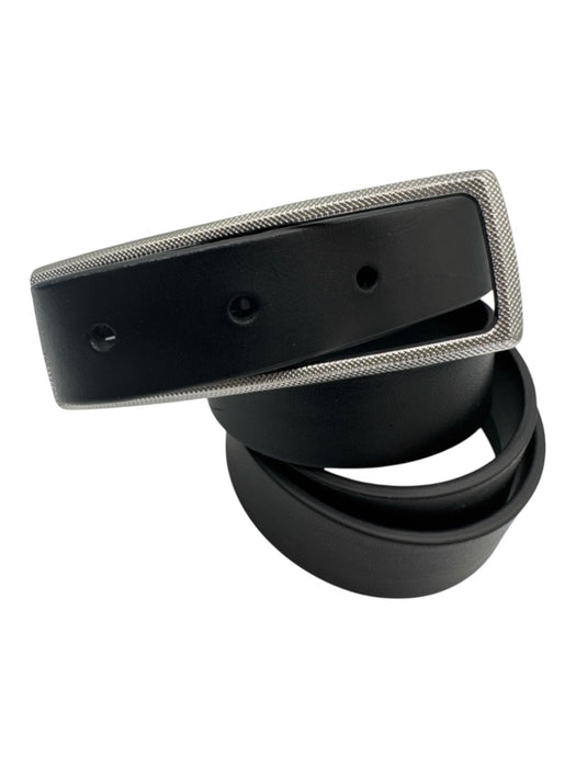 Rag & Bone Black Leather silver tone hardware Bezel Rectangular Buckle Belts Black / L