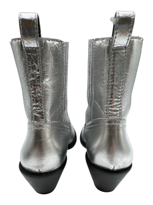 Tory Burch Shoe Size 6M Silver Leather Stretch Panel Pointed Toe Western Booties Silver / 6M