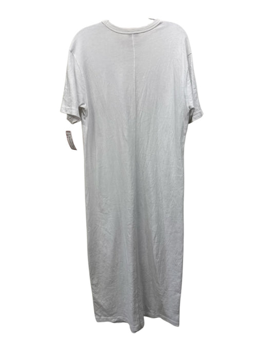 AYR Size M White Cotton Crew Neck Short Sleeve Maxi Solid Dress White / M