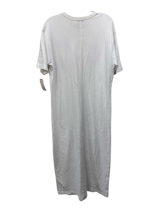 AYR Size M White Cotton Crew Neck Short Sleeve Maxi Solid Dress White / M