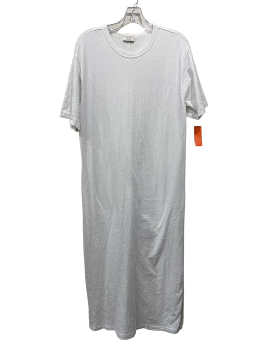 AYR Size M White Cotton Crew Neck Short Sleeve Maxi Solid Dress White / M