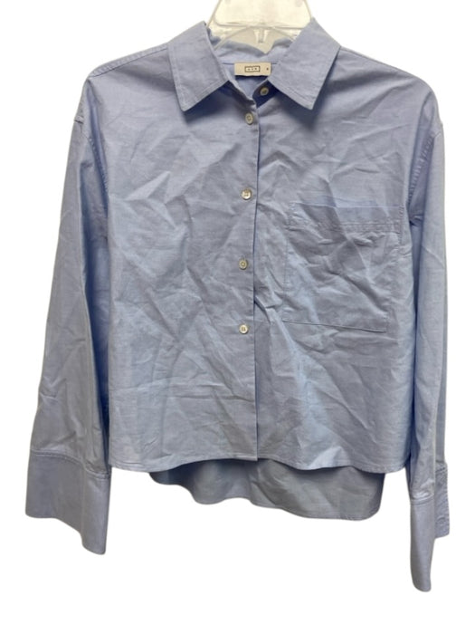 AYR Size M Light Blue Cotton Long Sleeve Button Up Cropped Shirt Top Light Blue / M