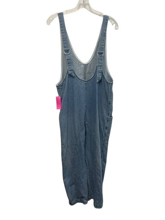We The Free Size S Medium light wash Cotton Denim Paneled Patch Pocket Overalls Medium light wash / S