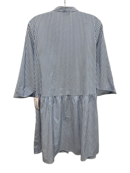 Tuckernuck Size S Blue & White Polyester Striped 3/4 Sleeve Cuffed Wrist Dress Blue & White / S