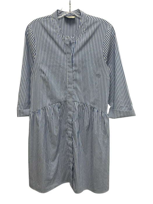 Tuckernuck Size S Blue & White Polyester Striped 3/4 Sleeve Cuffed Wrist Dress Blue & White / S