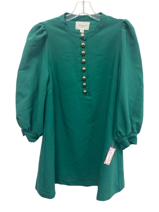 Pomander Place Size M Emerald Green Polyester Blend 3/4 Balloon Sleeve Dress Emerald Green / M