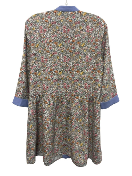 Tuckernuck Size S White & Multi Polyester Floral 3/4 Sleeve Contrast Trim Dress White & Multi / S