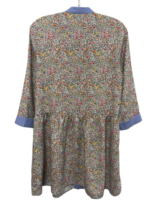 Tuckernuck Size S White & Multi Polyester Floral 3/4 Sleeve Contrast Trim Dress White & Multi / S
