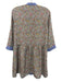 Tuckernuck Size S White & Multi Polyester Floral 3/4 Sleeve Contrast Trim Dress White & Multi / S