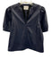 Hyacinth House Size S Dark Blue Polyester Faux Leather Short Puff Sleeve Top Dark Blue / S
