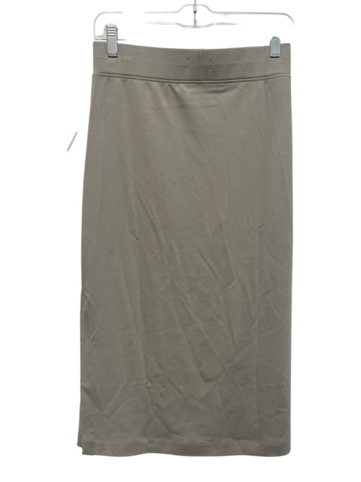 AYR Size S Taupe Beige Pima Cotton Elastic Waistband Side Slit Midi Skirt Taupe Beige / S
