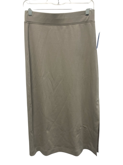 AYR Size S Taupe Beige Pima Cotton Elastic Waistband Side Slit Midi Skirt Taupe Beige / S
