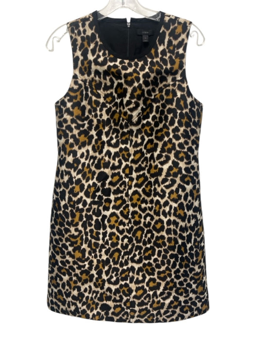 J. Crew Size 6 Beige, Brown & Black Polyester Leopard Print Sleeveless Dress Beige, Brown & Black / 6