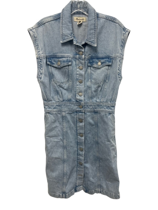 Madewell Size 6 Light Wash Cotton Denim Sleeveless Button Front Collared Dress Light Wash / 6