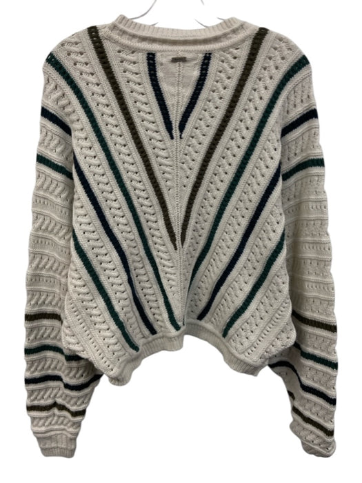 The Normal Brand Size L White, Green, Black Cotton Long Sleeve Stripe Sweater White, Green, Black / L
