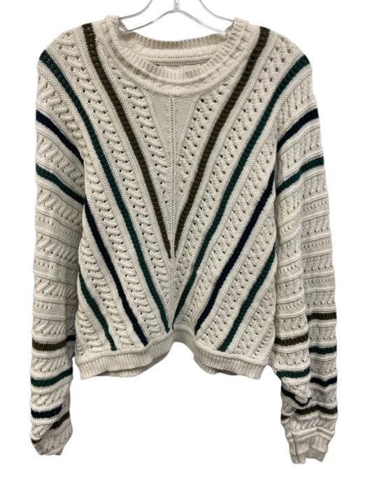 The Normal Brand Size L White, Green, Black Cotton Long Sleeve Stripe Sweater White, Green, Black / L