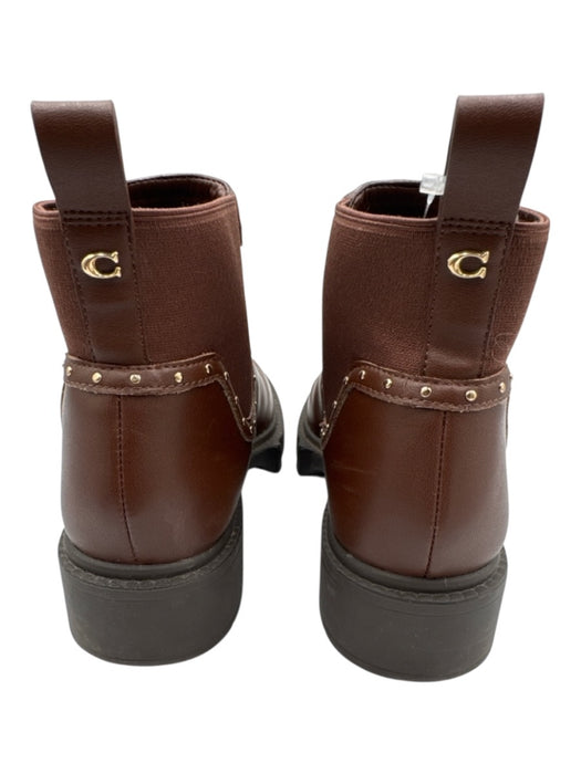 Coach Shoe Size 6B Dark Brown Leather Gold Studs Chelsea Ankle Booties Dark Brown / 6B