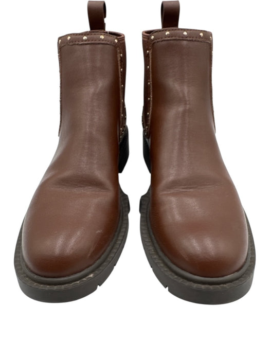 Coach Shoe Size 6B Dark Brown Leather Gold Studs Chelsea Ankle Booties Dark Brown / 6B