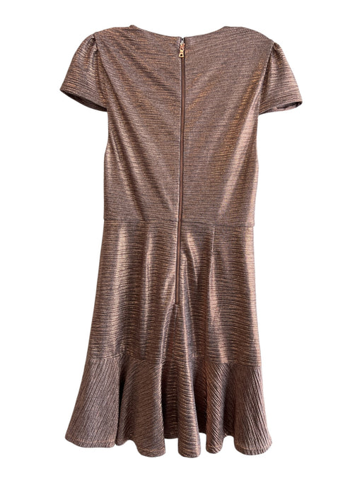 Alice + Olivia Size 4 Brass Polyester Round Neck Short Sleeve Back Zip Dress Brass / 4