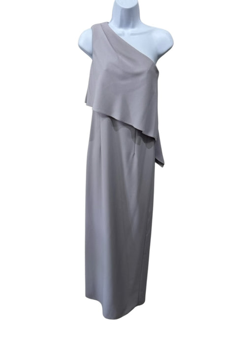 Amsale Size 0 Gray Polyester Blend One Shoulder Side Zip Full Length Gown Gray / 0