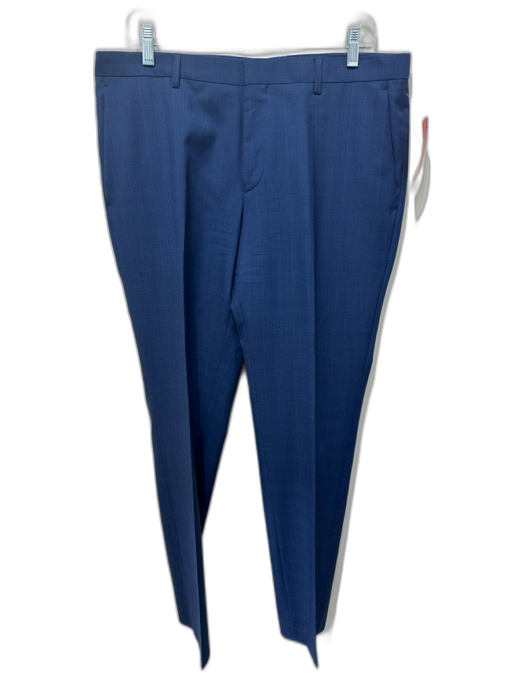 Boss Size 36 Blue Wool Blend Plaid Dress Men's Pants Blue / 36