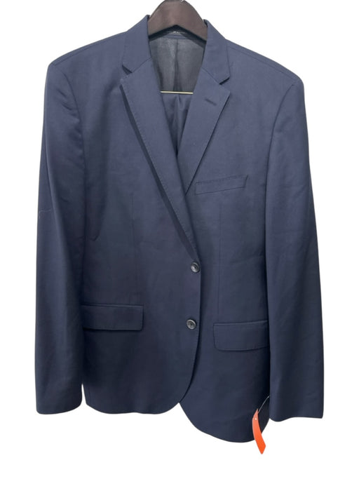 Boss Navy Wool Blend Solid notched 2 Button Men's Suit Navy / 44