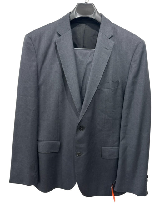 Boss Gray Wool Blend Solid Notch Lapel 2 Button Men's Suit Gray / 44