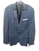 Boss Blue & Beige Wool Blend Windowpane Notch Lapel Men's Blazer Blue & Beige / 44