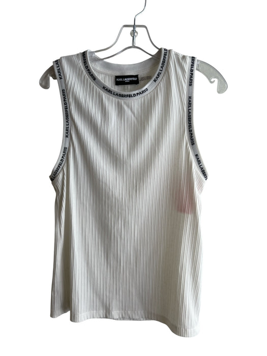 Karl Lagerfeld Size Large White Polyester & Cotton Sleeveless Round Neck Top White / Large