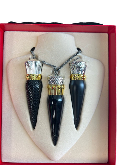 Christian Louboutin Black, Silver & Gold Chain Gunmetal Hardware make up Black, Silver & Gold