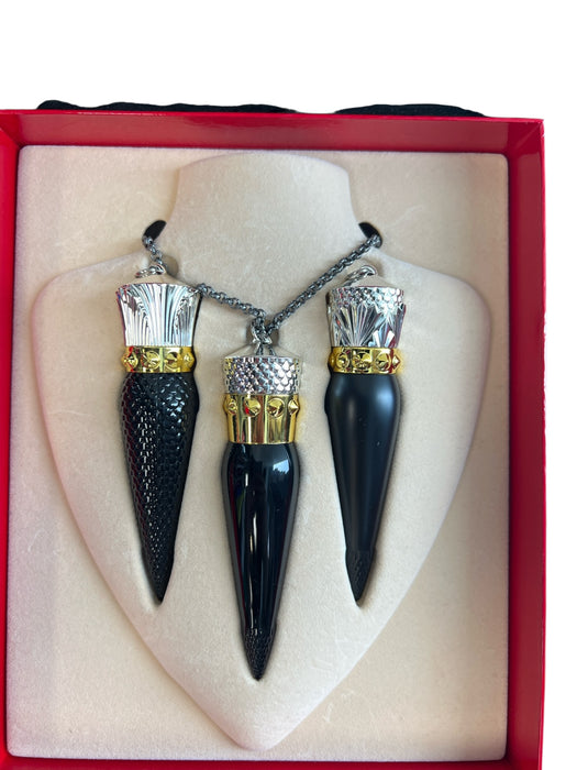 Christian Louboutin Black, Silver & Gold Chain Gunmetal Hardware make up Black, Silver & Gold