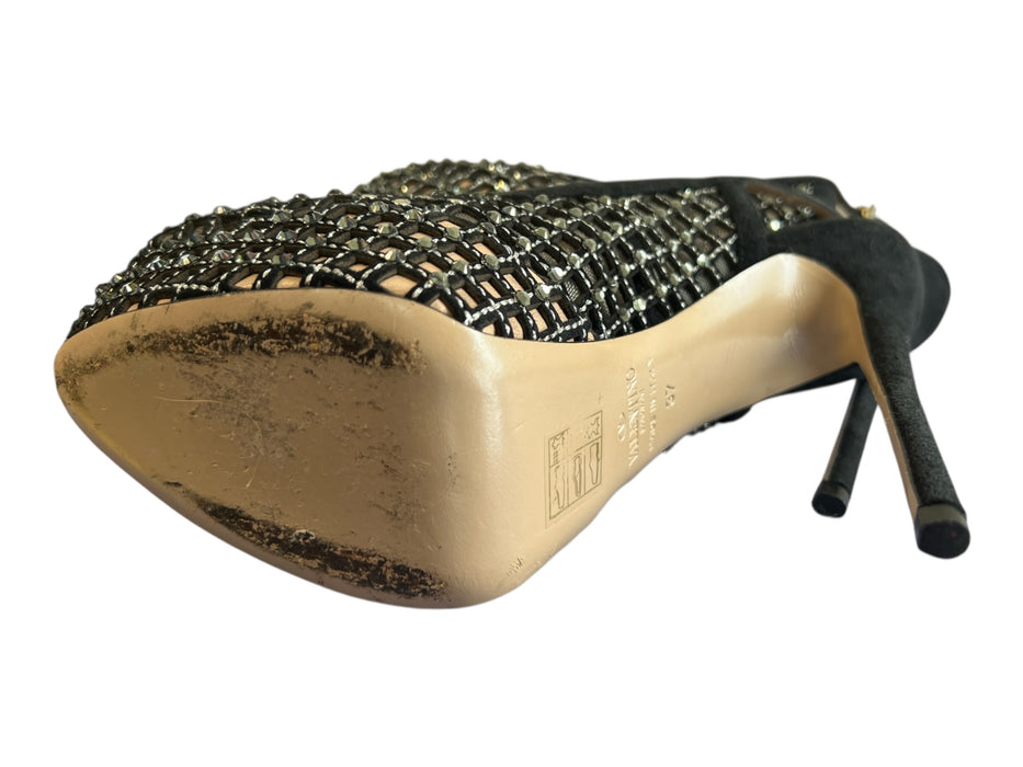 Valentino Garavani Shoe Size 37 Black Rhinestone Mesh Platform Sling back Shoes Black / 37