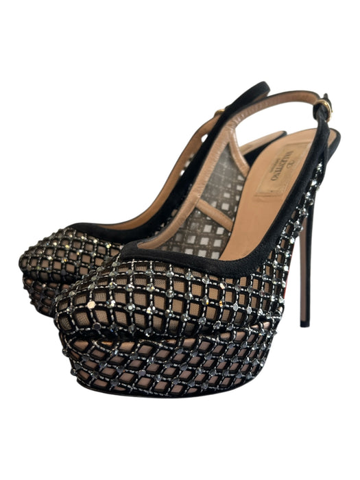 Valentino Garavani Shoe Size 37 Black Rhinestone Mesh Platform Sling back Shoes Black / 37