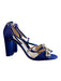 Badgley Mischka Shoe Size 8.5 Blue Satin Rhinestone Ankle Buckle Open Toe Shoes Blue / 8.5