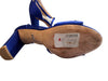 Badgley Mischka Shoe Size 8.5 Blue Satin Rhinestone Ankle Buckle Open Toe Shoes Blue / 8.5