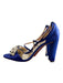 Badgley Mischka Shoe Size 8.5 Blue Satin Rhinestone Ankle Buckle Open Toe Shoes Blue / 8.5