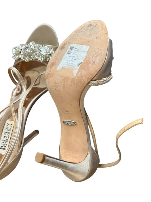 Badgley Mischka Shoe Size 8.5 Blush Satin Rhinestone Ankle Buckle Open Toe Shoes Blush / 8.5
