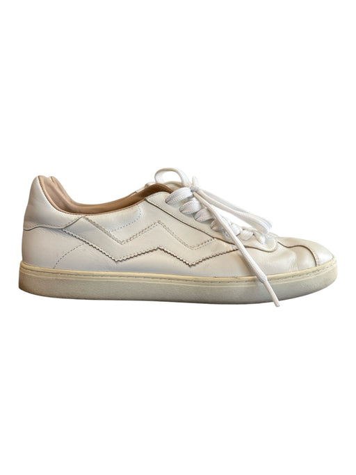 Stuart Weitzman Shoe Size 8.5 White Leather Low Top lace up Round Toe Shoes White / 8.5