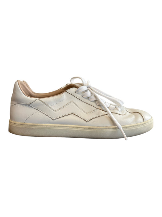 Stuart Weitzman Shoe Size 8.5 White Leather Low Top lace up Round Toe Shoes White / 8.5