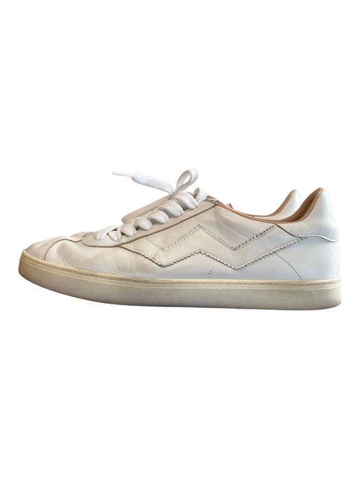 Stuart Weitzman Shoe Size 8.5 White Leather Low Top lace up Round Toe Shoes White / 8.5