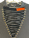 Balmain Size 42 Black Viscose Ribbed Knit Half Sleeve V Neck Grommet Top Black / 42