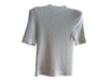 Balmain Size 38 White Viscose Ribbed Knit Half Sleeve V Neck Grommet Top White / 38