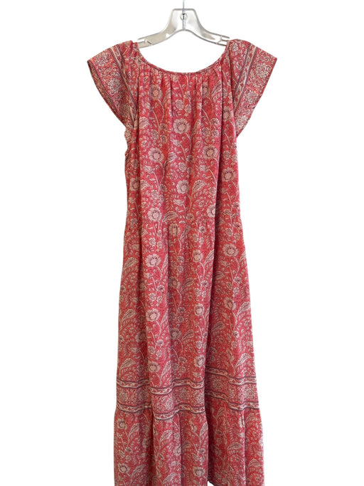 Velvet Size Est Small Salmon & White No Fabric Tag Lined Ruffle Sleeveless Dress Salmon & White / Est Small