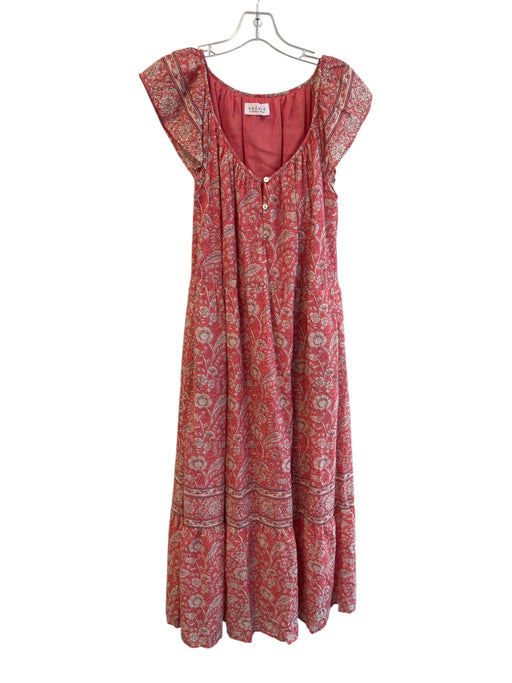 Velvet Size Est Small Salmon & White No Fabric Tag Lined Ruffle Sleeveless Dress Salmon & White / Est Small