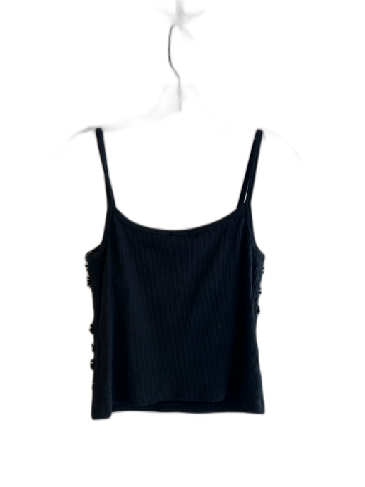 J. Crew Size M Black Cotton Blend Spaghetti Strap 3D Applique Sequin Cropped Top Black / M