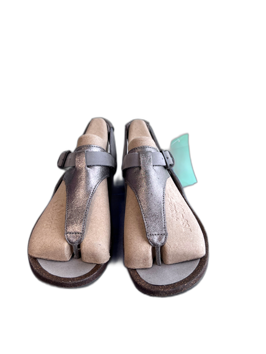 Teva Shoe Size 9.5 Pewter Suede T Strap Ankle Strap Wedge Rubber Sole Sandals Pewter / 9.5